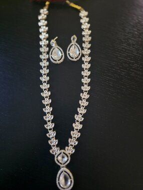 New Elegant White Kundan / Polki Necklace & Earring Set – Indian Bridal Jewelry
